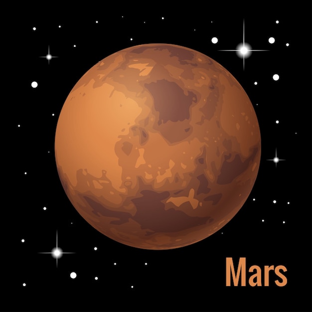 Mars planet vector illustration. High quality isometric solar system planets