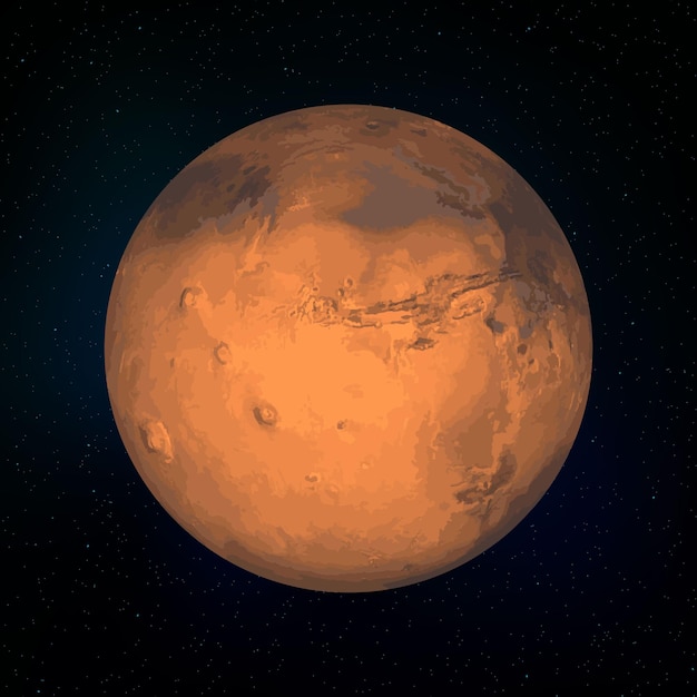 Vector mars realistic planet