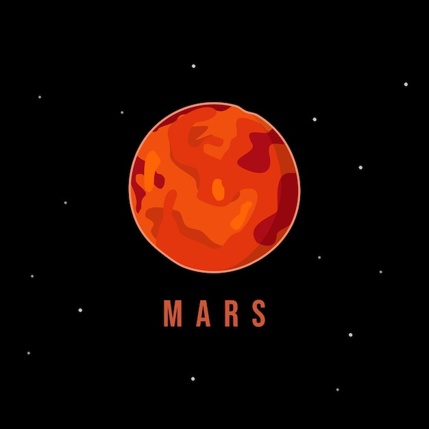 Mars red planet vector graphic template. galaxy space objects illustration.