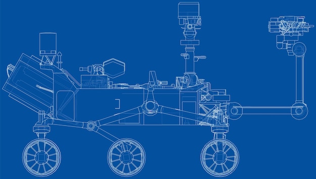 Mars rover. vectorweergave van 3d