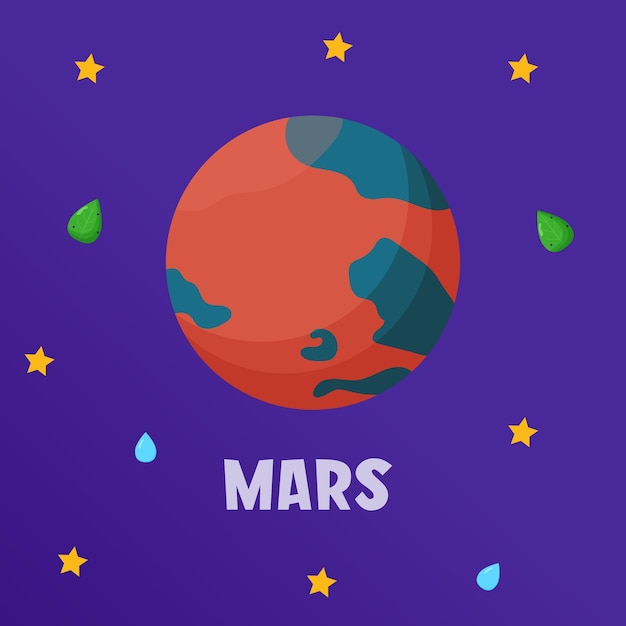 Mars. type of planets in the solar system. space. flat vector illustration