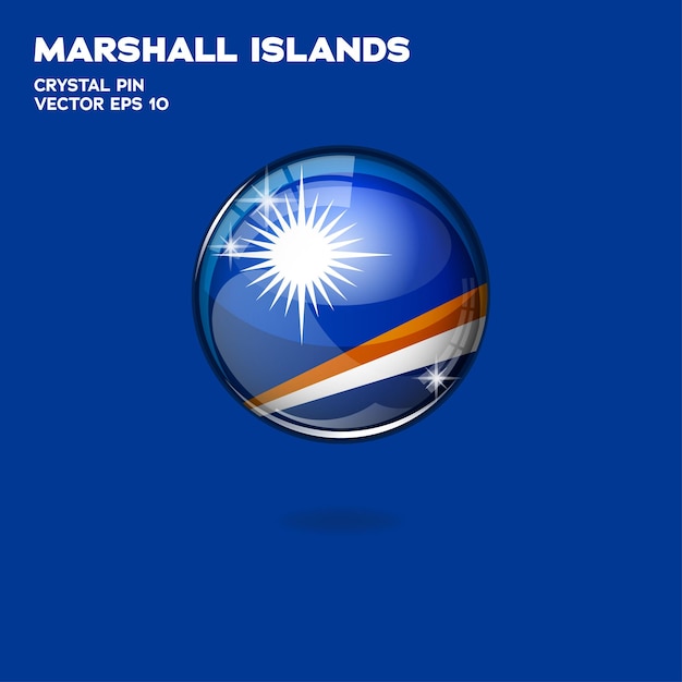 マーシャル諸島の旗の 3 d ボタン
