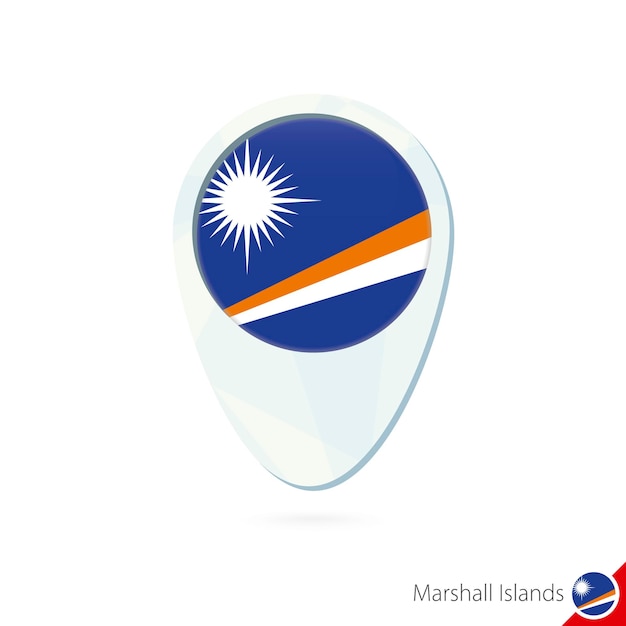 Marshall islands flag location map pin icon on white background