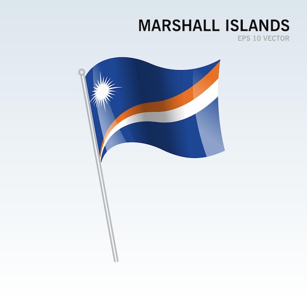 Marshall Islands waving flag isolated on gray