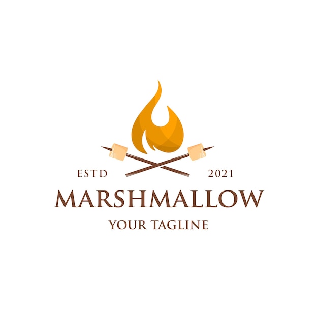 Vettore marshmallow falò logo modello