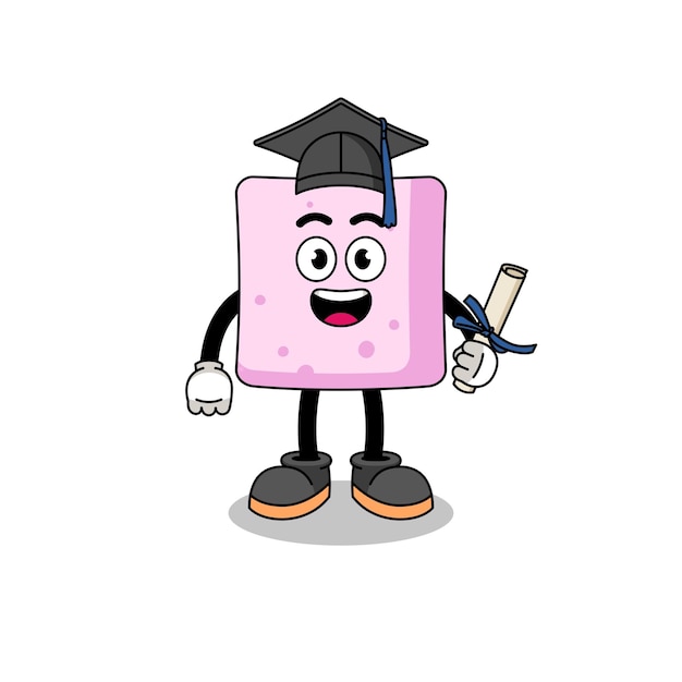 Vector marshmallow mascot with graduation pose character design