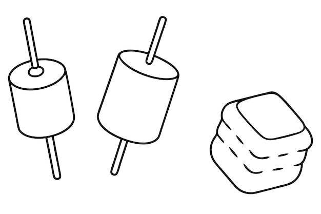 마쉬멜로 라인 아트 디자인 매력적인 사탕 컬렉션