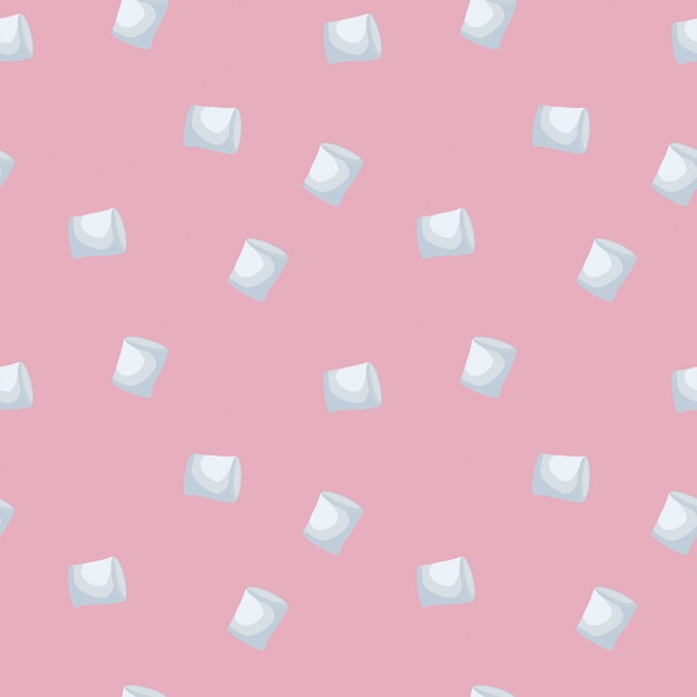 Marshmallows seamless pattern isolated on pink background.