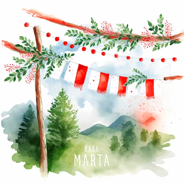 Martenitsa aquarel vector banner