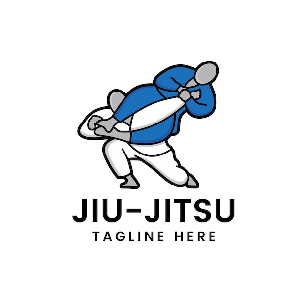 Martial art Brazilian Jiu Jitsu Judo logo sport symbol illustration Vector