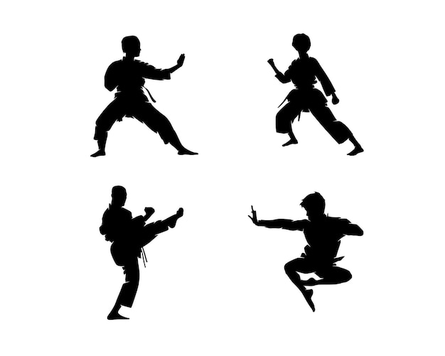 Vector martial art logo silhouette collection set