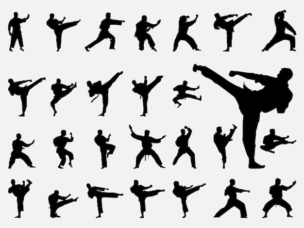 Vector martial art silhouettes