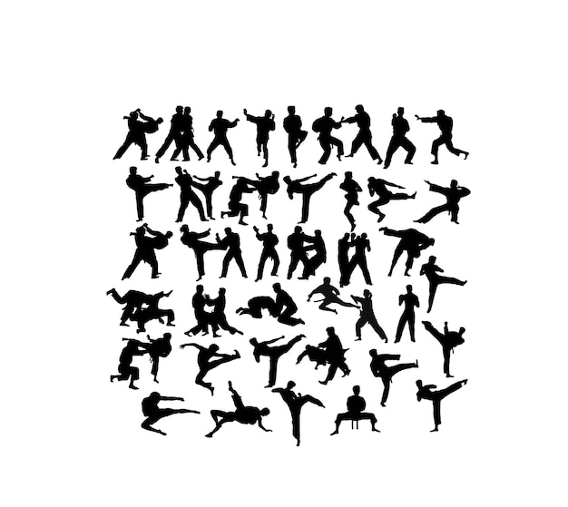 Martial Art Sport Activiteit Silhouetten kunst vector design