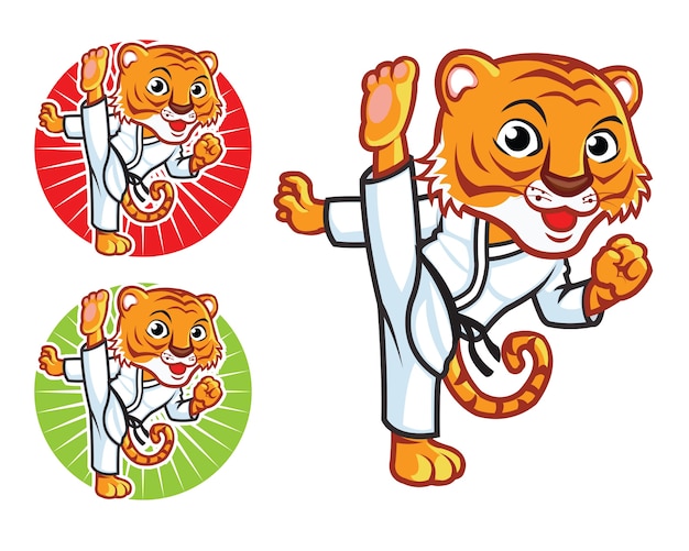 Vector martial art tiger cartoon mascot