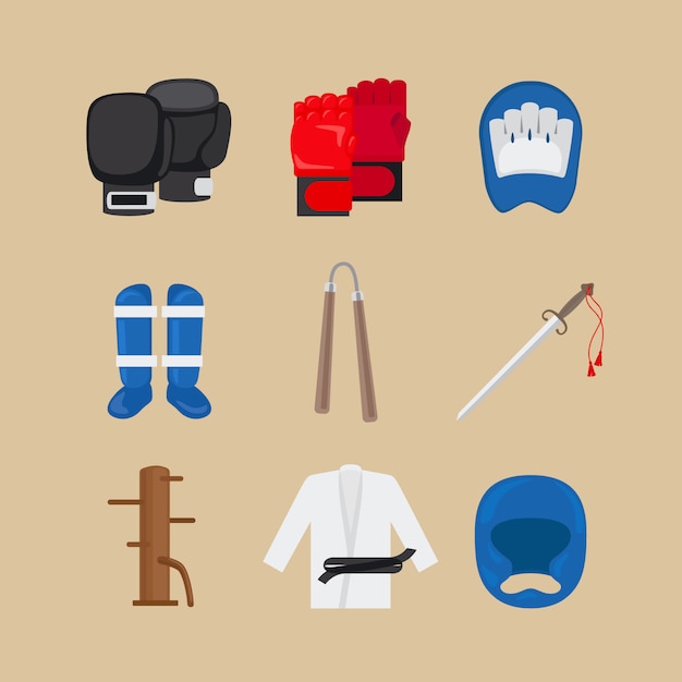 Vector martial arts icons or combat sports signs vector