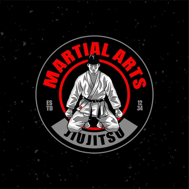 martial arts jiujitsu logo vector premium