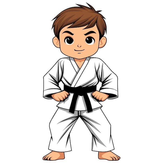 Martial Arts Karate Junior Boy logo Mascotte ontwerp Oranje uniform