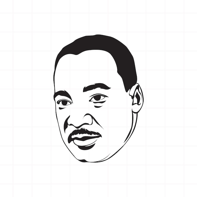 Мартин лютер кинг черно-белый векторный портрет, нарисованный вручную