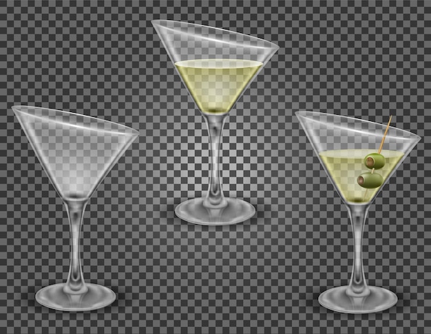 Vector martini cocktail alcoholic drink glass vector illustration