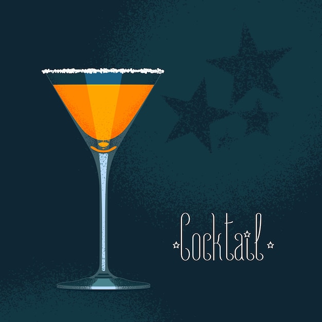 Martini-cocktailglas met oranje drankillustratie