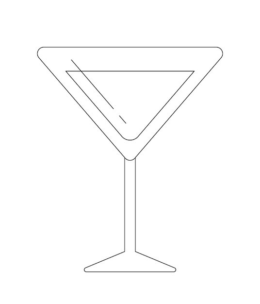 Vector martini glass monochrome flat vector object cocktail clear glass alcohol drink bar editable black and white thin line icon simple cartoon clip art spot illustration for web graphic design