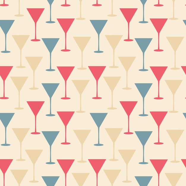 Martini glass seamless pattern vector illustration