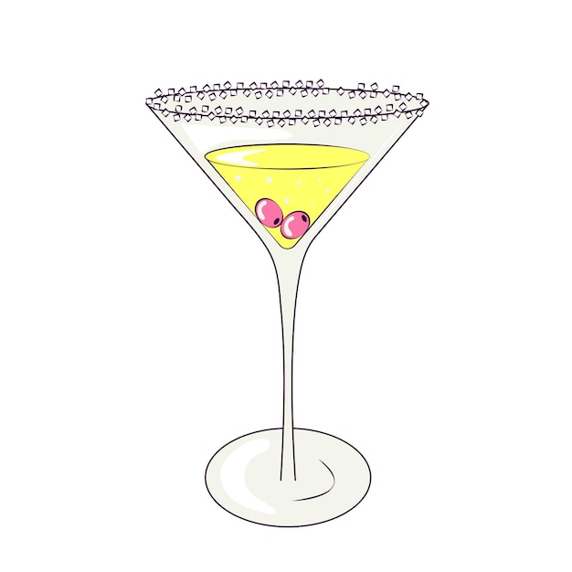 Martini Glass with Olives in Retro Groovy Style