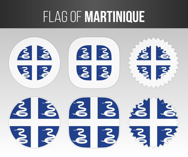 Vector martinique flag labels badges and stickers illustration flags of martinique isolated