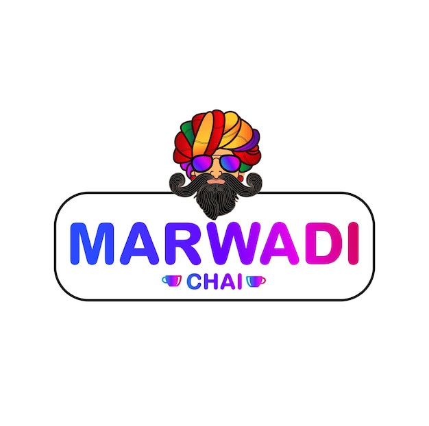 Marwadi Chai monogram with Rajasthani face illustration