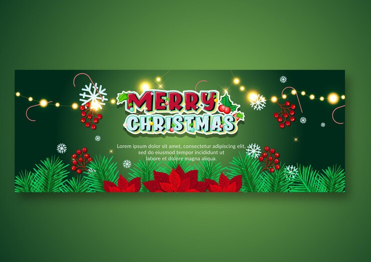वेक्टर mary christmas social media cover banner design template