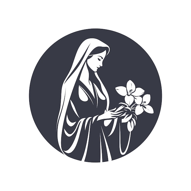 ベクトル 蘭のベクトルの花束を保持しているメアリー母