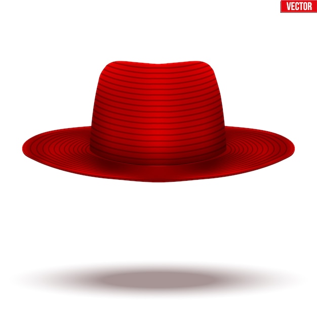 Красная шляпа Мэри Поппинс на белом фоне. Символ няни и няни.