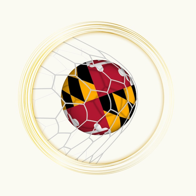 Maryland scoring goal abstract football symbol with illustration of Maryland ball in soccer net