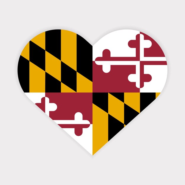 Vector maryland state flag in heart shape