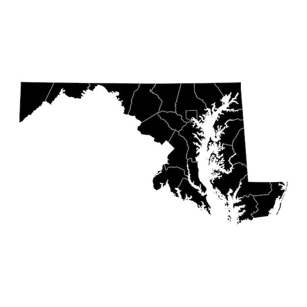 Vector maryland state map with counties vector illustration