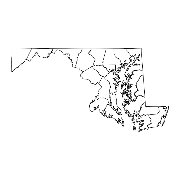 Maryland state map with counties Vector illustration