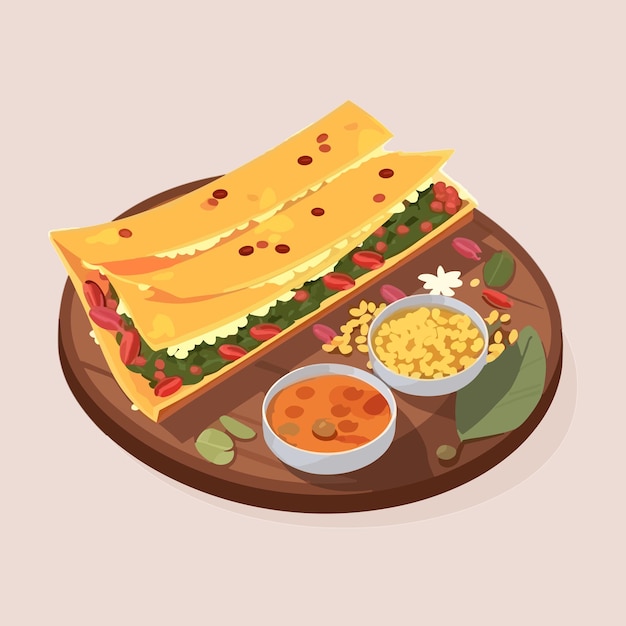 Masala Dosa met sambhar illustratie Indiaas eten