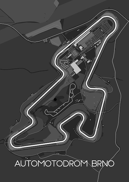 Vector masaryk circuit automotodrom brno racing track map poster