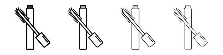 Vector mascara brush icon outline sign symbol set