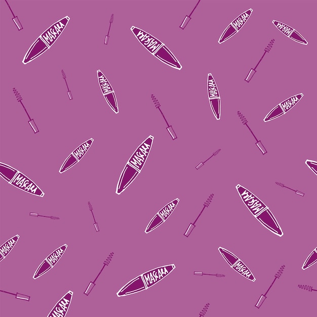 Mascara and brush seamless pattern