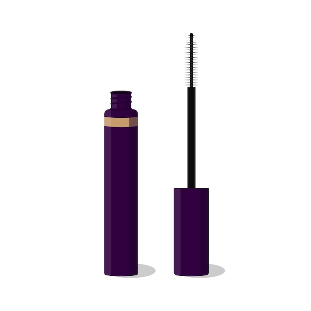 Mascara en penseel platte vector illustratie geïsoleerd op witte achtergrond