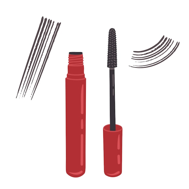 Vector mascara eyelash brush hand drawn illustration