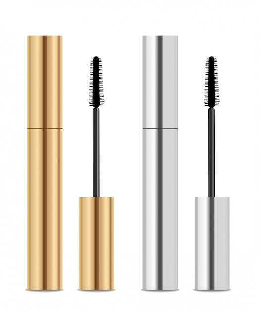 Mascara verpakking. gouden en zilveren kleuren.