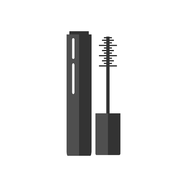 Mascara with an open cap. Flat design.