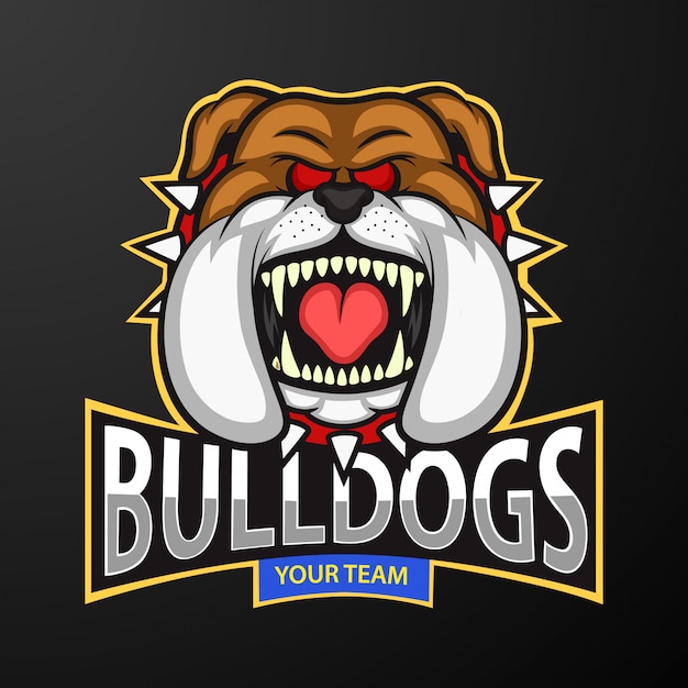 Vettore mascotte del logo testa arrabbiato bulldog