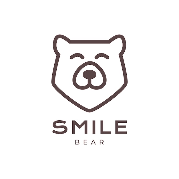 Mascot animal beast bear grizzly face smile modern minimalist logo design vector