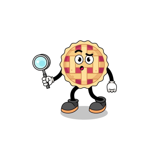 Mascot of apple pie searching