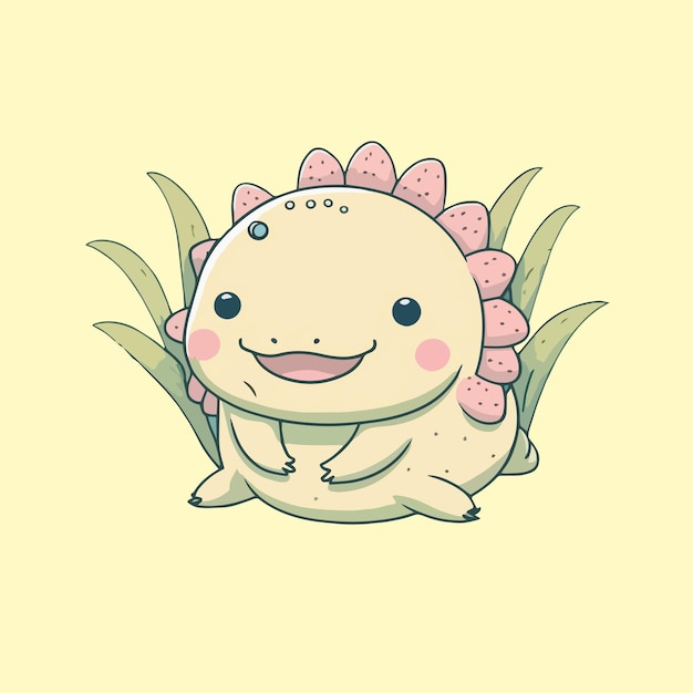 axolotl 수생 동물의 마스코트 평평한 만화 디자인의 작은 바다 생물