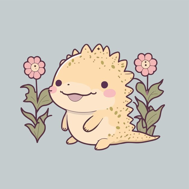 axolotl 수생 동물의 마스코트 평평한 만화 디자인의 작은 바다 생물