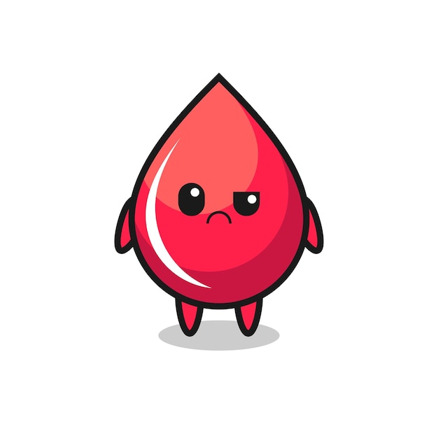 The mascot of the blood drop with sceptical face